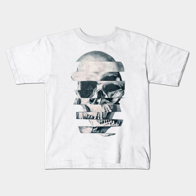 Glitch Skull Mono Kids T-Shirt by aligulec